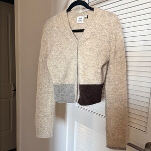 H&M Studio Mohair Cream and Brown Knit Sweater